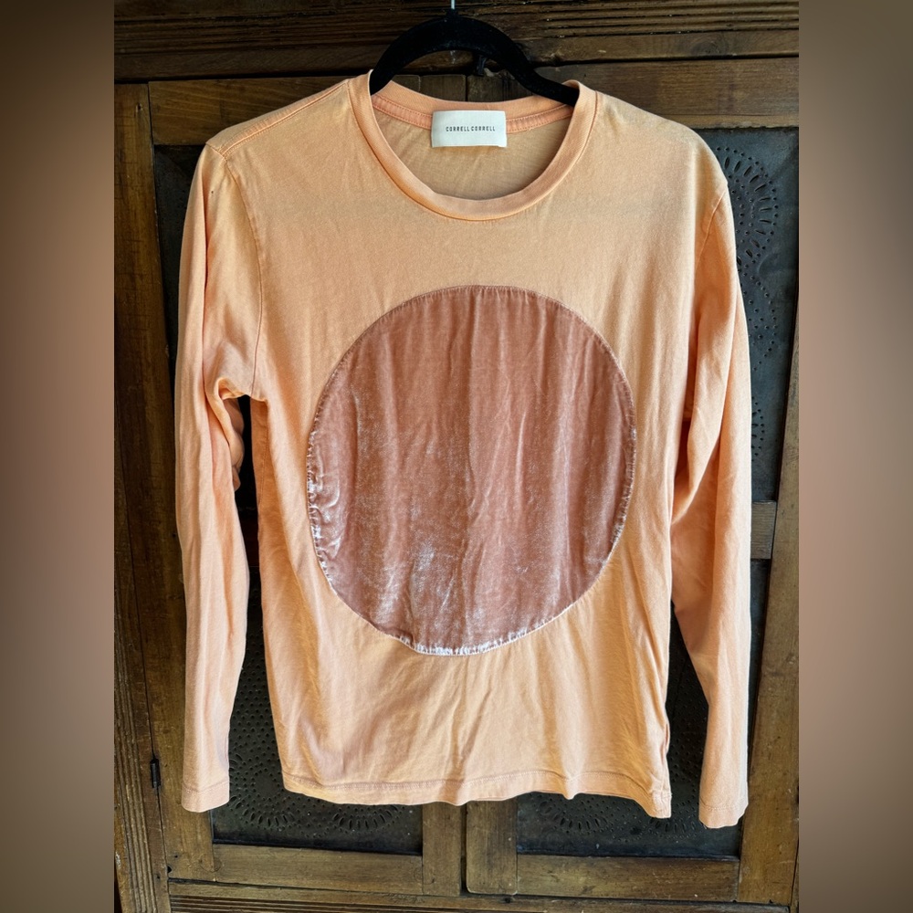 Correll Correll Peach Long Sleeve Shirt with Velvet Circle